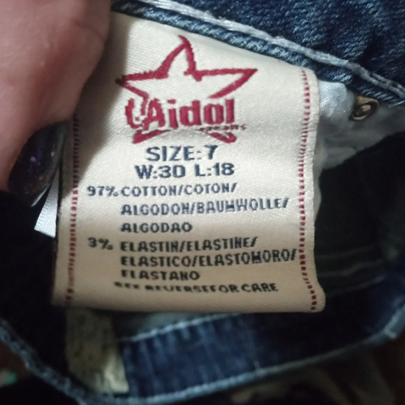 NWOT L.A.IDOL Thick Stitch Capri CZ Bling Flap Pocket Jeans Size 7 - Picture 5 of 7